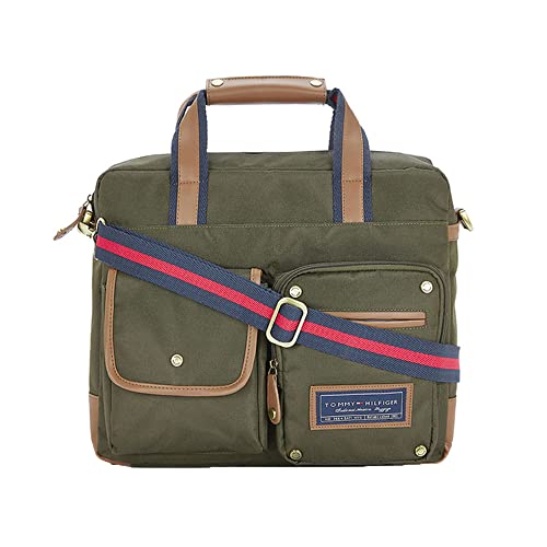 Image of Tommy Hilfiger Unisex-Adult Franklin Professional New Polyester 15 Inch Laptop Bag Business Case Olive (8903496164596)