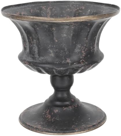 Urn Planter Metal Urn Flower Pot Farmhouse Bucket Urn Flower Pots Tall Planter for Indoor Outdoor Plants Garden Pillar Flowerpot Plant Desktop Ornament 5.91 x 5.91x 5.71inch