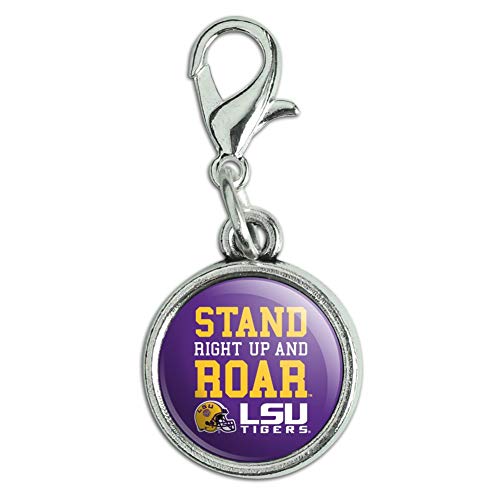 GRAPHICS & MORE Stand Up and Roar LSU Tigers Football Antiqued Bracelet Pendant Zipper Pull Charm with Lobster Clasp
