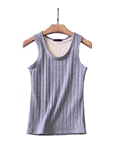 FOURSTEEDS Damen Thermo-Tanktop mit breiten Trägern, Baumwolle, Thermo-Fleece gefüttert - Grau - X-Klein Cover