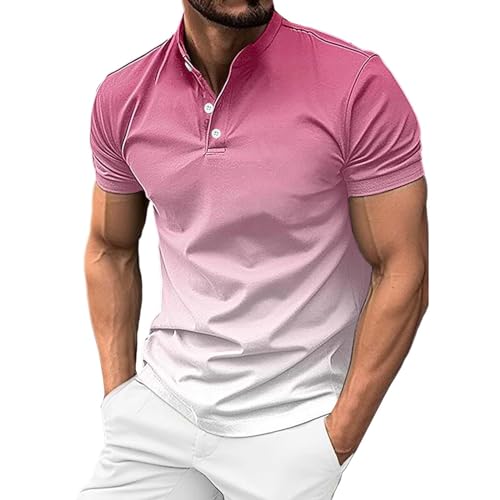 Genérico Camiseta Relaxed Fit Hombre Camisetas De Manga Corta De Color SóLido con Botones De Manga Corta Casuales De Camiseta Hombre Ropa Oferta Mens Fitted T Shirts