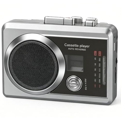 Lecteur enregistreur cassette portable et radio AM/FM, lecteur cassette compact avec prise casque...