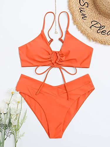 Image of Meetall Women's High Cut String Triangle Bikini Set Swimsuits Sexy Bathing Suits 2 Piece