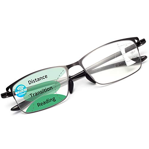 LianSan Ultralight TR Frame Progressive Multifocus Blue Light Blocking Reading Glasses Black Computer