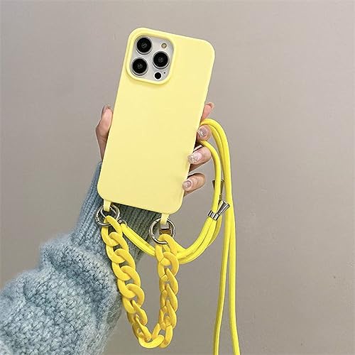 Coque iPhone 12 Pro collier lanière bandoulière silicone couleur bonbon