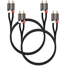 FosPower 2 Pack 2 RCA M/M Stereo Audio Cable [24K Gold Plated | Copper Core] 2RCA Male to 2RCA Male [Left/Right] Premium Sound Quality Plug - 3FT
