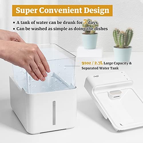 LAIKA Cat Water Fountain, Water Dispenser for Cats, 2.7L Large Capacity Cat Drinking Fountain with UV Light, 29DB Ultra-quiet and Easy Clean Automatic Water Bowl for Cats and Small Dogs (White)