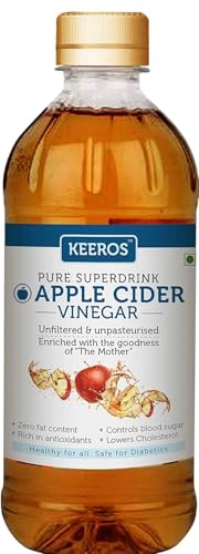 Image of Keeros Apple Cider Vinegar with Mother | Raw, Unfiltered & Unpasteurised ACV | Rich in Antioxidants | Supports Digestion, Blood Sugar Control & Heart Health | Natural Detox Drink (500ml, Pack of 3)