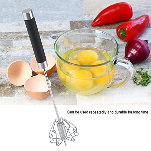 Whisk Egg Beater Rotatable Manual Durable Stainless Steel Anti Rust Whis - Image 2