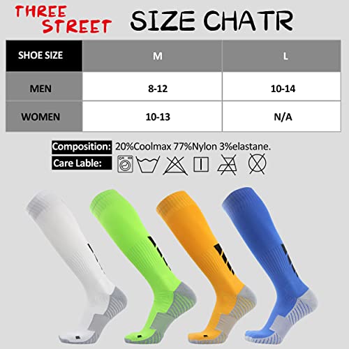 Three street Baseball Socks, Mens Womens Thick Padding Stretchy Over Knee Footbal Softball Soccer Team Compression Socks3