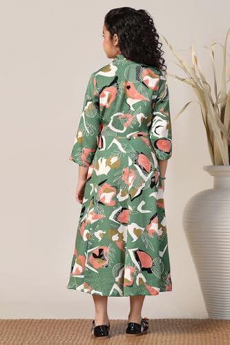 Image of Fashion Dream Girls Calf Length Abstract Printed Dress|Western Midi Dresses|Long Frock for Kids