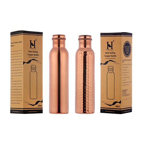 Copper Bottles Set of 2 Pure Copper 1000 ML