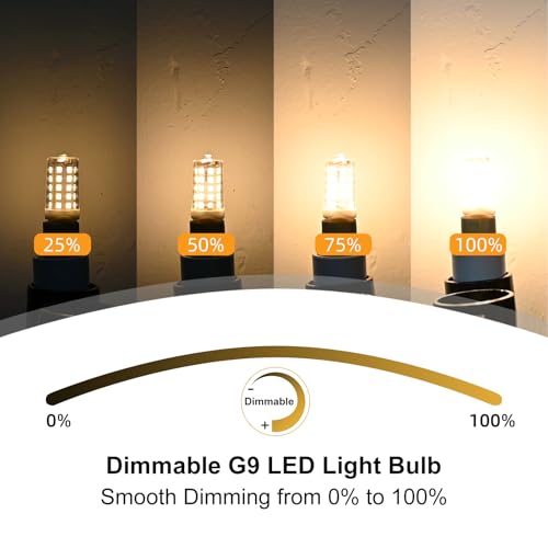 Image of Dimmable G9 LED Bulb 4W Eqv 40 Watt 3000K Warm White 12 Pack | T4 G9 Bi-pin Base Halogen Replacement G9 Socket Light Bulb for Chandelier Wall Sconce No Flicker 120V 450LM