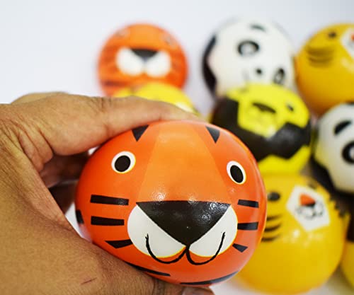 Image of Asera 12 Pcs Soft Foam Sponge Animal Cartoon Print Balls for Kids | Lightweight High Bounce Play Toy | Birthday Return Gifts, Party Favors, Indoor & Outdoor Fun