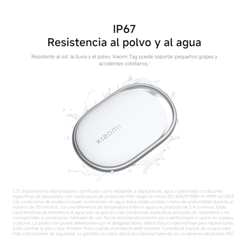 Xiaomi Smart Tag, Compatible con Apple Find My y Google Android Find Hub, localizador, buscador para Equipaje/Bolsos/Carteras/Mascotas, IP67, batería con más de 1 año de autonomía, Pack de 1