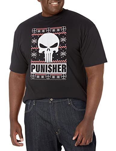 T-shirt Punisher noir pour homme grand en taille L Tall et coupe classique Marvel
