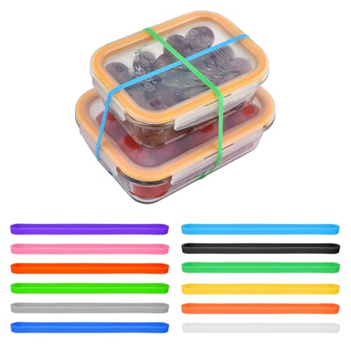 SULIUDAJI 12 Pezzi Elastici Colorati in Gomma Fasce Elastiche Siliconica Grande Elastico in Silicone Elastici in Gomma Larghi per Cartelline Libri 20 x 1,5 cm