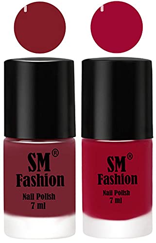 Image of Long Lasting Nail Polish | Nail Paint Combo 7 ml Each) - Set of 2 Lip-Pure Wine