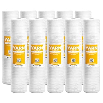 Max Water 5 Micron 20 x 4.5 Whole House String-Wound Sediment Water Filter Cartridge for Well Water | Compatible With PC40-20, WP5BB20P/WP25BB20P (10-Pack)