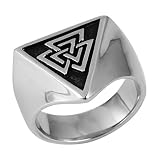 MALAXA LIANXIAO - Bague en Acier Inoxydable Mens Viking Valknut Scandinavn Symbole Odin Norse Texte Vintage Bijoux Taille7-13 (Color : Silver, Size : 11)