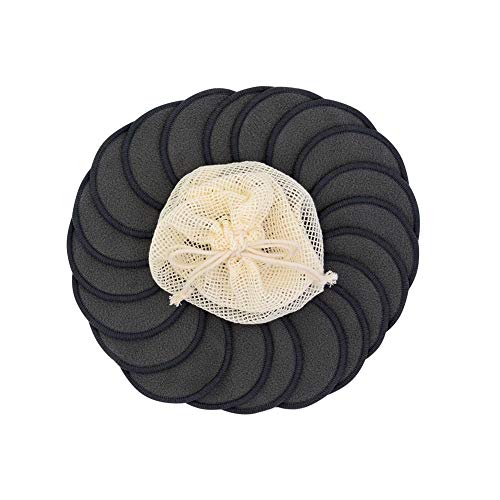Chloven Paquete de 25 almohadillas reutilizables para quitar maquillaje de bambú de carbón – Rondas de algodón reutilizables de bambú para tóner, almohadillas lavables y ecológicas para todo tipo de - imagen 4