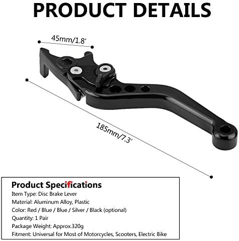 Keenso Motorbike Brake Clutch Lever, Universal 1 Pair Aluminum Alloy Motorcycle Brake and Clutch Lever Motorbike Clutch Lever Brake Handle Levers Double Disc (Black)