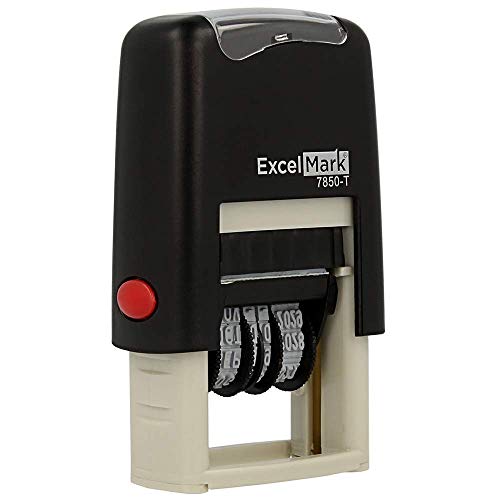 Posted - Excelmark Self-Inking Rubber Date Stamp - Compact Size - Red Ink #TOP1