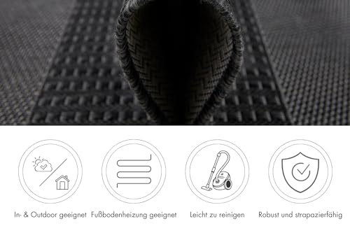andiamo In- und Outdoor Teppich wetterfest Arizona - Balkon Teppich wasserfest Outdoor-Teppich auch nutzbar als Wohnzimmerteppich oder Küchenteppich Anthrazit 133 x 190 cm