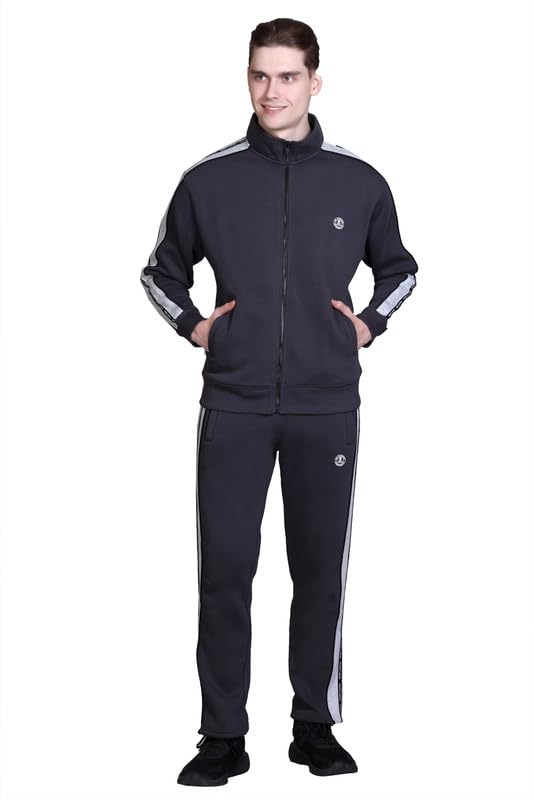 Mens High Neck Winter Front Zipper Tracksuit Hooded Jacket with Elastic Waist Lower Warm Soft Jogging Suit Activewear Set for Gym Running and Casual Wear Graphic Print Track Suit-image-34