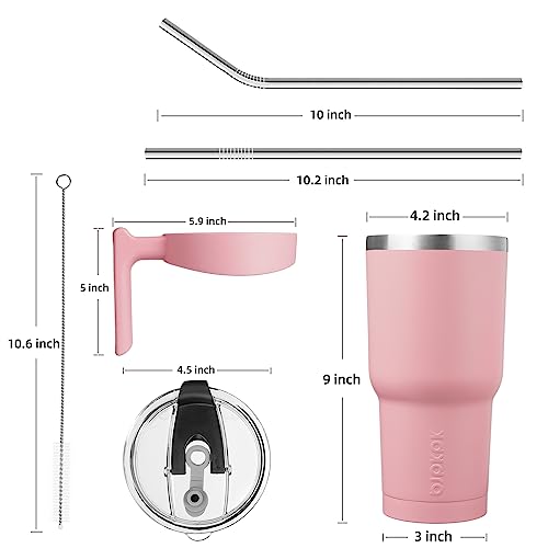 Image of BJPKPK 40 oz Tumbler with Handle & Straw, Insulated Stainless Steel Mug