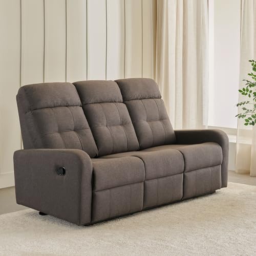 Image of Home Centre 3 Seater Helios Toledo Fabric Recliner| Fabric Recliner| (Brown) |1 Year Warranty