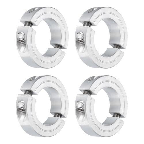 uxcell 4Pcs Double Split Clamp-On Shaft Collar 1-1/8" Bore, Aluminum Alloy