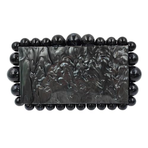 Pochette de soirée marbling noire en acrylique chic pour un mariage élégant