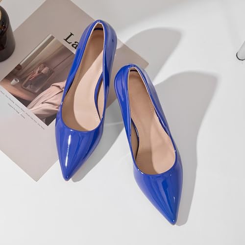 Image of Women's Low Kitten Heel Pumps Classic Fashion Dress Pumps Simple Heeled Shoes for Office Work