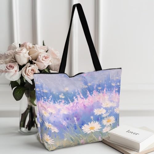 Image of Art Lover Zippered Tote Bag Waterproof Large Work Tote Bags, Artwork Women's Purse Handbags Travel Totes