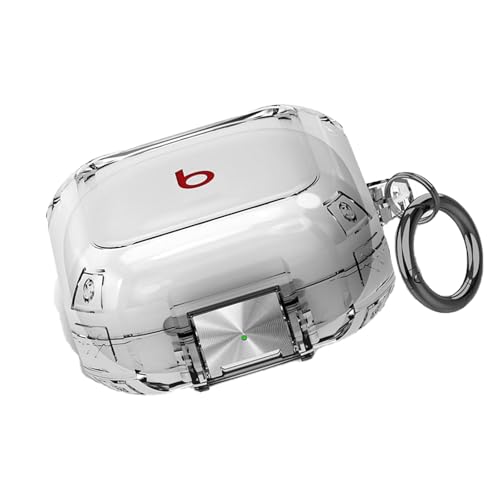 Bamyli Transparent Case Compatible with Beats Fit Pro,Shockproof Anti-Scratch TPU Soft Headphone Case with Keychain,Secure Lock Switch Protective Case for Beats Fit Pro