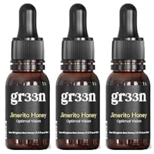 (100% Effective) 3Pcs GR33N Jimerito Honey for Eye, Jimerito Honey Eye Drops, Stingless Bee Honey Eye Drops, Wild Stingless Bee Honey, Vision Health, Soothe the Eyes, 15ml/0.5fl.oz