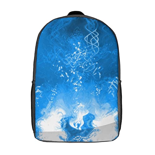 Sac à dos scolaire imprimé en 3D bleu grand volume unisexe 17 pouces tendance