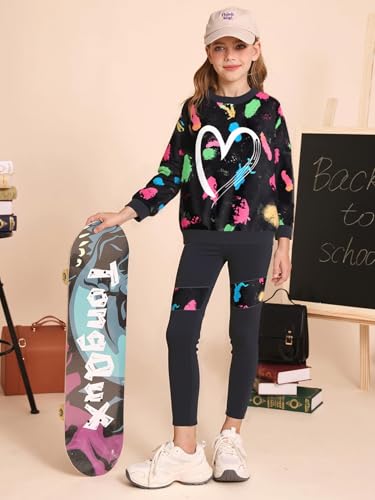 Image of Girls 2 Piece Outfits Kids Clothes Sets Sweatsuit Tracksuit Jogger Print Long Sleeve Sweatshirts Sweatpants 4-13Y