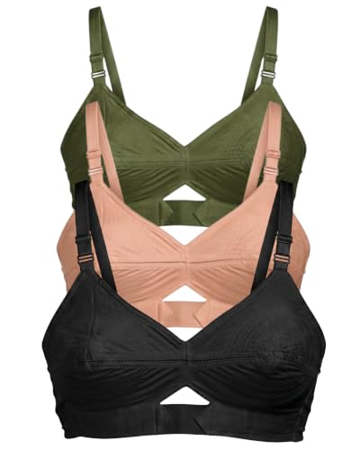 Image of Brida Kavya Xtra Soft Cotton Round Stitch Bra for Women | Full Coverage | Non-Padded | Wireless | Double Layer Support | Heavy Bust | Combo Pack | Colours May Vary