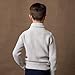Hope & Henry Boys' Organic Long Sleeve Shawl Collar Sweater, Small, Light Gray Heather with Textured Collar
