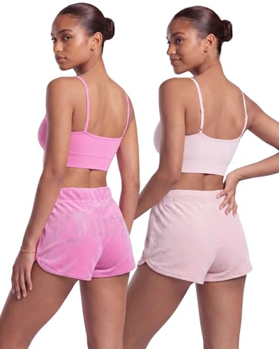 Image of Juicy Couture Women's 2-Pack Sleep and Lounge Velvet Fleece Dolphin Shorts