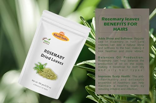 Image of Khadi Herbal Rosemary Leaves - 100gm + FREE Mist Spray Bottle | Dried Rosemary | Pure & premium