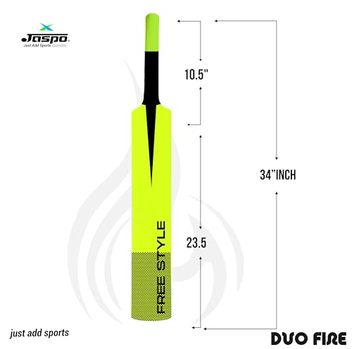 Image of Jaspo Fumes Premium Hard Plastic Tennis Cricket Full Size Bat (34 X 4.5 Inch) for All Age Groups (Slog Plus (Dual Color-Neon Black))