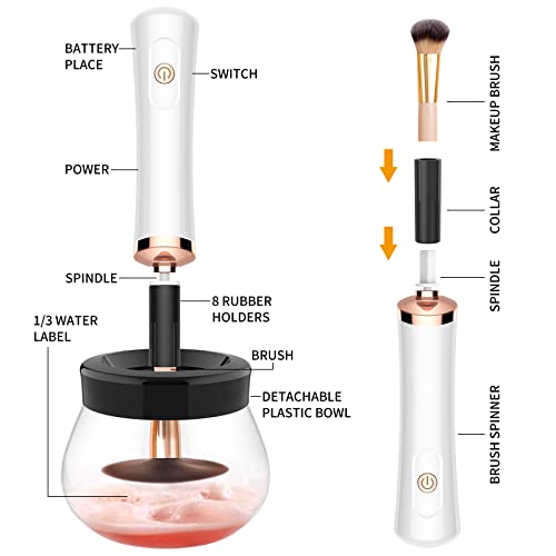 Ricris Makeup Brush Cleaner And Dryer Machine Deep Clean Fast Dry, Make Up Brush Cleansers Tools With 8 Elastic Rubber Connector Fit Most Cosmetic Brushes #TOP4