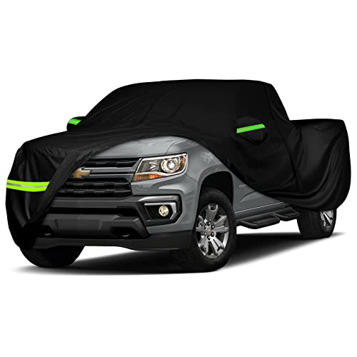 Image of Waterproof Car Cover Compatible with Chevrolet Colorado /GMC Canyon Crew Cab 5.1ft /Extended Cab 6.1ft Bed 2015-2025, 420D All Weather Car Cover with Zipper Door for Snow Rain Dust Hail Protection