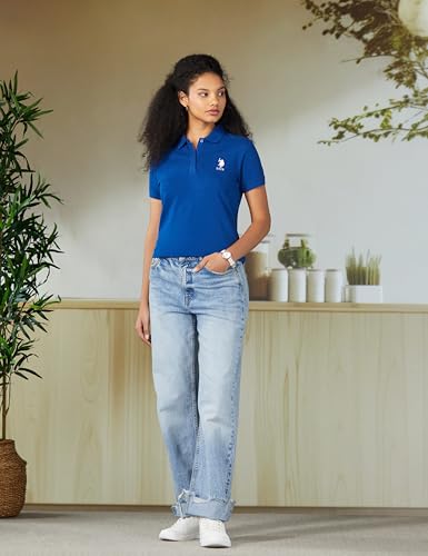 Image of U.S. Polo ASSN. Women Cotton Solid Regular Fit Polo Shirt