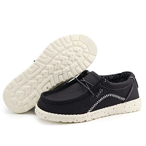 brooman Kids Loafers Boys Slip on Canvas Shoes Girls School Shoes (12,Black)
