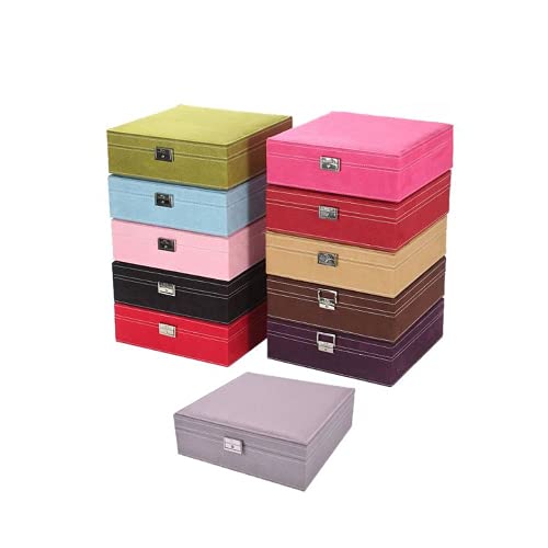 Abnana Dual Layers Portable Jewelry Box Pu Storage Organizer Earrings Rings Hair Clips Necklace Bracelet Holder Display Case Women Gift (Pink) #TOP3