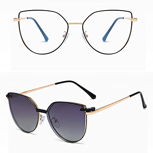 kachawoo Magnetic Clip on Sunglasses Women Polarized Blue Light Glasses Cat Eye Eyeglasses2